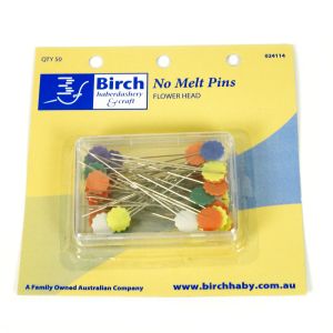 www.houseofadorn.com - Birch Pins No-Melt Marking Flower Head (Box of 50) - Assorted Colours