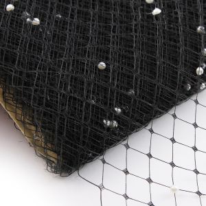 www.houseofadorn.com - Veiling 30cm / 12" Merry Widow with Pearls (Price per 1m) - Black