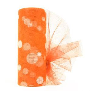 www.houseofadorn.com - Tulle Roll - Polka Dot Spots 6" (Price per 9m / 10y Spool) - Orange