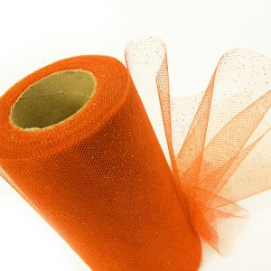 www.houseofadorn.com - Tulle Roll - Stardust Glitter 6" (Price per 22m / 25y Spool) - Orange