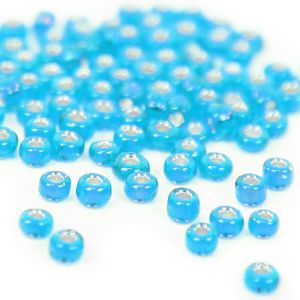 www.houseofadorn.com - Seed Beads - Glass Round Silver Lined Size 12/0 1.9mm (Price per 50g) - Aqua Blue