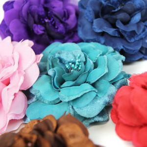 www.houseofadorn.com - Flower Velvet & Organza Camellia Rose w Pin