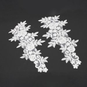 www.houseofadorn.com - Motif Lace Alencon Inspired Rayon Applique 35cm Floral Style 5170 (Price per pair)