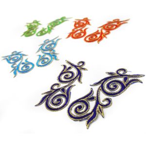www.houseofadorn.com - Motif Iron-On Embroidered Royal Swirl Applique Style 4988 12cm (Price per Pair)