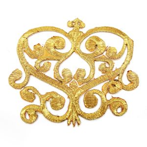 www.houseofadorn.com - Motif Iron-On Embroidered Royal Swirl Applique Style 4986 10cm - Gold