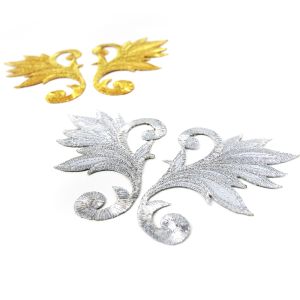 www.houseofadorn.com - Motif Iron-On Embroidered Royal Leaf Applique Style 4987 9cm (Price per Pair)