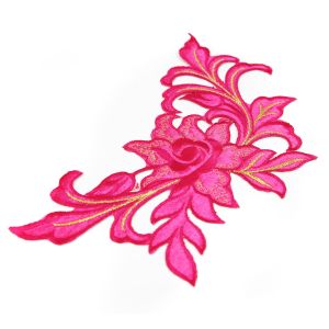 www.houseofadorn.com - Motif Iron-On Embroidered Madame Rose Flower Applique Style 4990 24cm - Fuchsia
