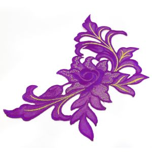 www.houseofadorn.com - Motif Iron-On Embroidered Madame Rose Flower Applique Style 4990 24cm - Purple