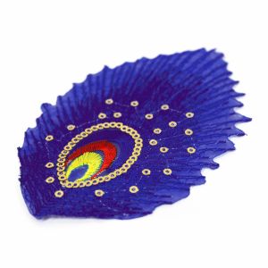 www.houseofadorn.com - Motif Iron-On Embroidered & Sequin Peacock Eye Applique Style 4994 12cm (Pack of 5) - Cobalt Blue