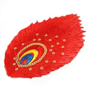 www.houseofadorn.com - Motif Iron-On Embroidered & Sequin Peacock Eye Applique Style 4994 12cm (Pack of 5) - Red