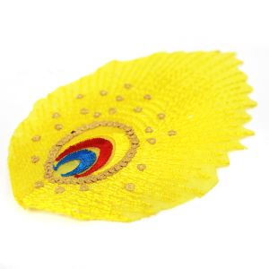 www.houseofadorn.com - Motif Iron-On Embroidered & Sequin Peacock Eye Applique Style 4994 12cm (Pack of 5) - Yellow