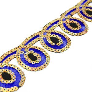 www.houseofadorn.com - Sequin Trim - Iron-On Embroidered Loop-de-loop 4.5cm Style 5113 (Price per 1.2m length) - Cobalt Blue