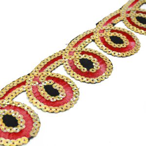 www.houseofadorn.com - Sequin Trim - Iron-On Embroidered Loop-de-loop 4.5cm Style 5113 (Price per 1.2m length) - Maroon
