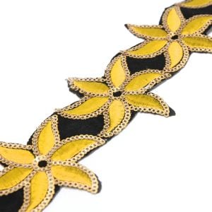 www.houseofadorn.com - Sequin Trim - Iron-On Embroidered Lily 6cm Style 5109 (Price per 1.2m length) - Gold