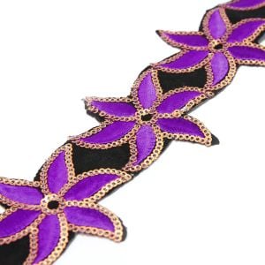 www.houseofadorn.com - Sequin Trim - Iron-On Embroidered Lily 6cm Style 5109 (Price per 1.2m length) - Royal Purple