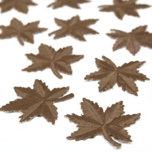 www.houseofadorn.com - Motif Iron-On Embroidered Maple Leaf Applique Style 4992 4.5cm (Pack of 10) - Chocolate Brown
