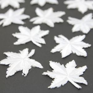 www.houseofadorn.com - Motif Iron-On Embroidered Maple Leaf Applique Style 4992 4.5cm (Pack of 10) - White