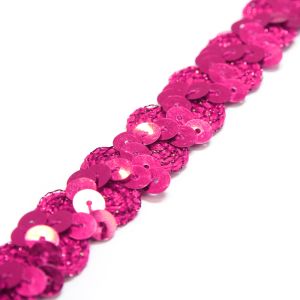 www.houseofadorn.com - Sequin Trim - Zig Zag & Ric Rac Cord w Tinsel Braid 1.5cm Style 5172 (Price per 1m) - Hot Pink