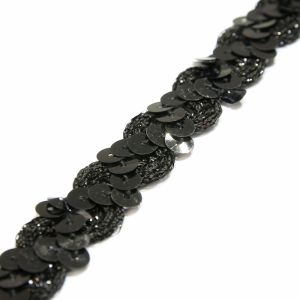 www.houseofadorn.com - Sequin Trim - Zig Zag & Ric Rac Cord w Tinsel Braid 1.5cm Style 5172 (Price per 1m) - Black