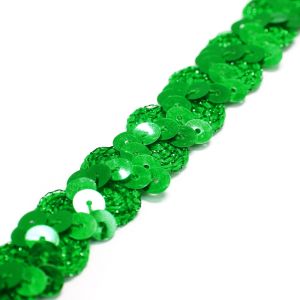 www.houseofadorn.com - Sequin Trim - Zig Zag & Ric Rac Cord w Tinsel Braid 1.5cm Style 5172 (Price per 1m) - Emerald Green