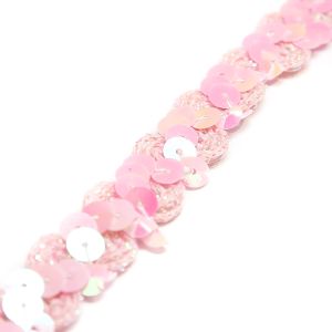 www.houseofadorn.com - Sequin Trim - Zig Zag & Ric Rac Cord w Tinsel Braid 1.5cm Style 5172 (Price per 1m) - Candy Pink AB
