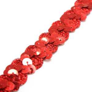 www.houseofadorn.com - Sequin Trim - Zig Zag & Ric Rac Cord w Tinsel Braid 1.5cm Style 5172 (Price per 1m) - Red