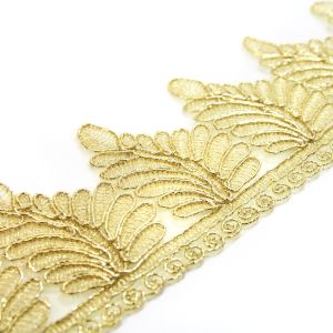 www.houseofadorn.com - Embroidered Trim - Fern Leaf Applique 6.5cm Style 5163 (Price per 1m) - Gold