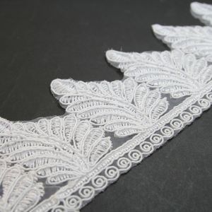 www.houseofadorn.com - Embroidered Trim - Fern Leaf Applique 6.5cm Style 5163 (Price per 50cm) - White