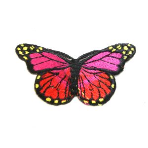 www.houseofadorn.com - Motif Iron-On Embroidered Butterfly Applique Style 4996 7.5cm (Pack of 5) - Fuchsia/Red