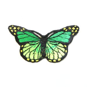 www.houseofadorn.com - Motif Iron-On Embroidered Butterfly Applique Style 4996 7.5cm (Pack of 5) - Greens