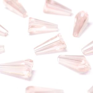 www.houseofadorn.com - Glass Crystal Beads - Pagoda Artemis Faceted Clear 12x6mm (Pack of 12) - Baby Pink AB