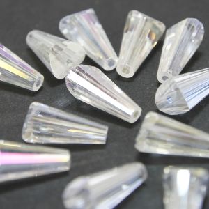 www.houseofadorn.com - Glass Crystal Beads - Pagoda Artemis Faceted Clear 12x6mm (Pack of 12) - Crystal AB