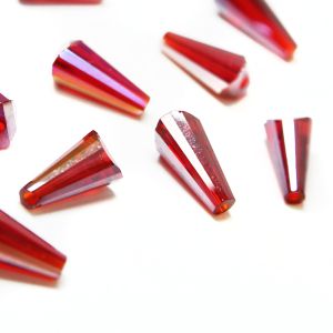 www.houseofadorn.com - Glass Crystal Beads - Pagoda Artemis Faceted Clear 12x6mm (Pack of 12) - Light Siam Red AB