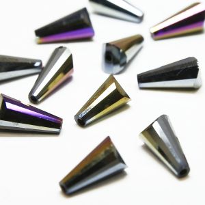 www.houseofadorn.com - Glass Crystal Beads - Pagoda Artemis Faceted Metallic 12x6mm (Pack of 12) - Hermatite AB