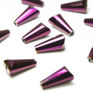 www.houseofadorn.com - Glass Crystal Beads - Pagoda Artemis Faceted Metallic 12x6mm (Pack of 12) - Magenta
