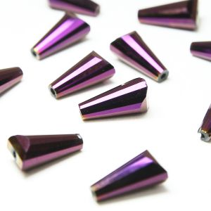 www.houseofadorn.com - Glass Crystal Beads - Pagoda Artemis Faceted Metallic 12x6mm (Pack of 12) - Violet
