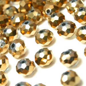 www.houseofadorn.com - Glass Crystal Beads - Round Rondelle Faceted Metallic 5x6mm (Pack of 48) - Bronze
