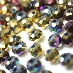 www.houseofadorn.com - Glass Crystal Beads - Round Rondelle Faceted Metallic 5x6mm (Pack of 48)