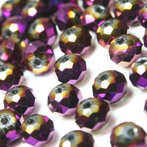 www.houseofadorn.com - Glass Crystal Beads - Round Rondelle Faceted Metallic 5x6mm (Pack of 48) - Violet