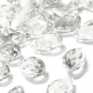 www.houseofadorn.com - Glass Crystal Beads - Teardrop Briolette Faceted Pendant Clear 8x13mm (Pack of 12) - Black Diamond