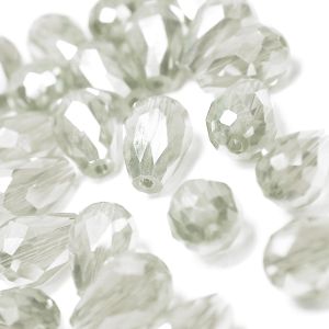 www.houseofadorn.com - Glass Crystal Beads - Teardrop Briolette Faceted Clear 8x12mm (Pack of 24) - Black Diamond