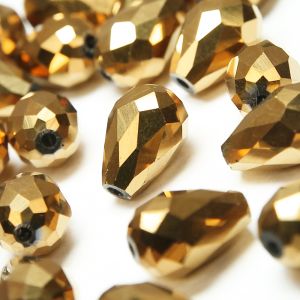 www.houseofadorn.com - Glass Crystal Beads - Teardrop Briolette Faceted Metallic 8x12mm (Pack of 24) - Bronze