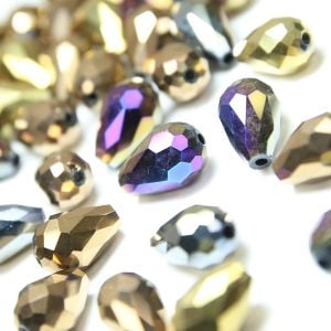 www.houseofadorn.com - Glass Crystal Beads - Teardrop Briolette Faceted Metallic 8x12mm (Pack of 24)
