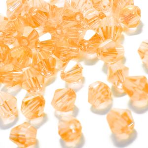 www.houseofadorn.com - Glass Crystal Beads - Bicone Faceted 4mm Clear (Pack of 48) - Light Sun Orange AB