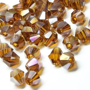 www.houseofadorn.com - Glass Crystal Beads - Bicone Faceted 4mm Clear (Pack of 48) - Smoked Topaz AB