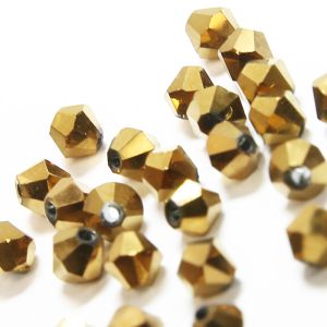 www.houseofadorn.com - Glass Crystal Beads - Bicone Faceted 4mm Metallic (Pack of 48) - Bronze