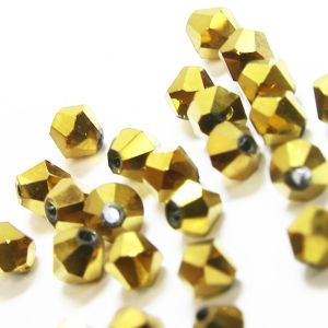 www.houseofadorn.com - Glass Crystal Beads - Bicone Faceted 4mm Metallic (Pack of 48) - Gold