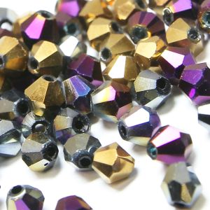 www.houseofadorn.com - Glass Crystal Beads - Bicone Faceted 4mm Metallic (Pack of 48)