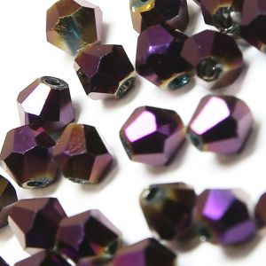 www.houseofadorn.com - Glass Crystal Beads - Bicone Faceted 4mm Metallic (Pack of 48) - Violet