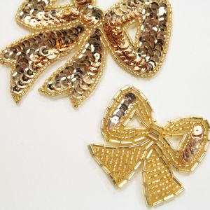 www.houseofadorn.com - Motif Sequin & Beaded Bow - Gold